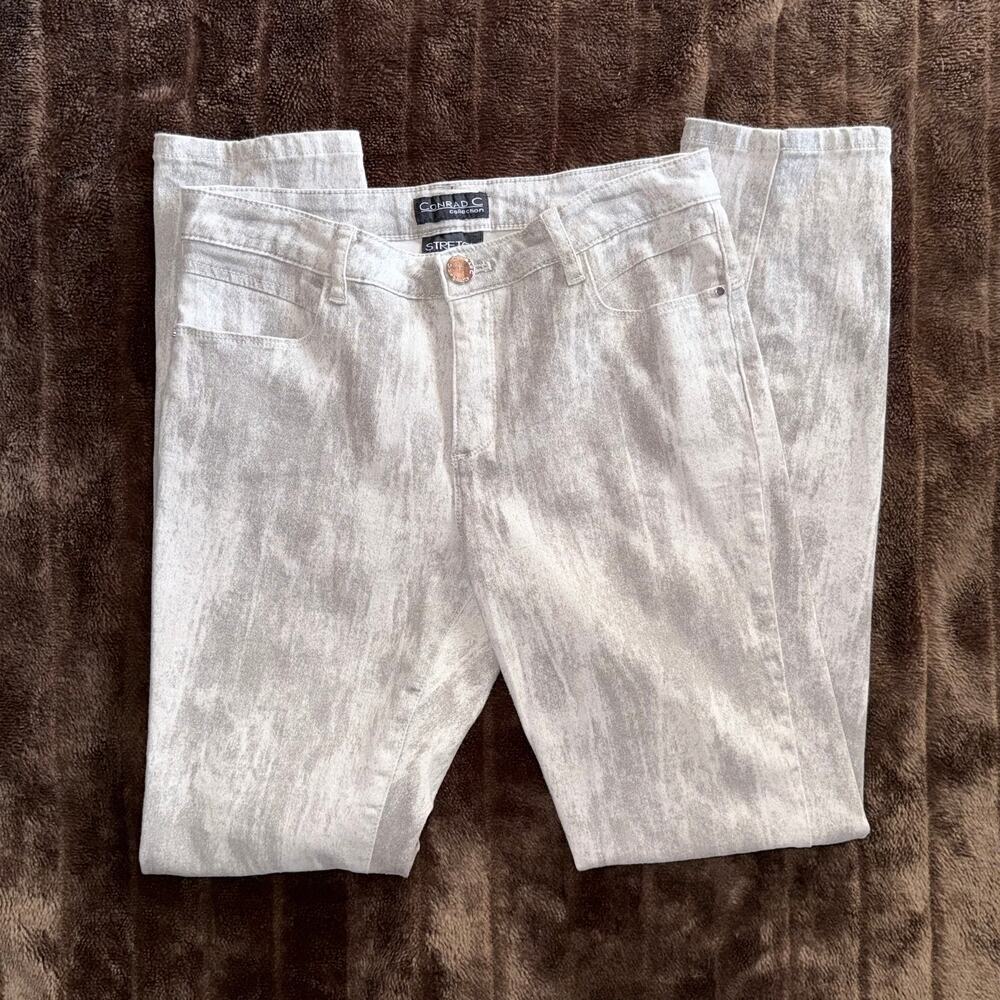 Conrad C Collection Metallic Gold/Silver Stretch Jeans -‎ Melissa Fit - Sz 4